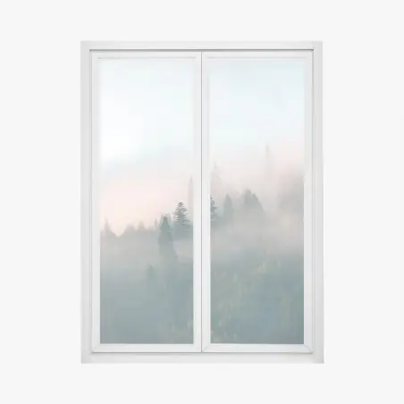 Sticker pour vitres et fenêtres brume matinale en forêt – Wallnifity®