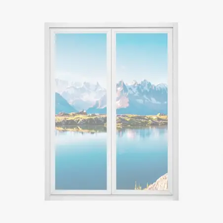Sticker pour vitres et fenêtres panorama du Lac Blanc et du Mont Blanc – Wallnifity®