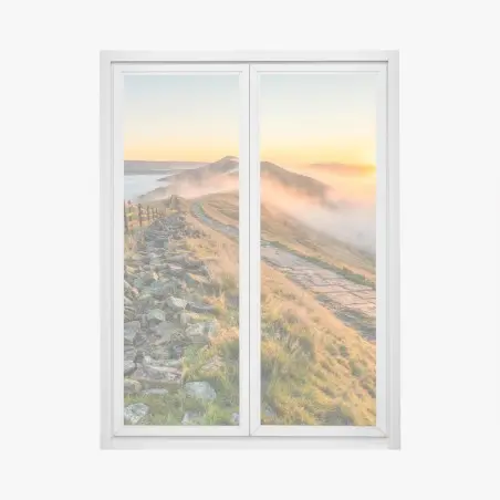 Sticker pour vitres et fenêtres crête brumeuse au lever du soleil – Wallnifity®
