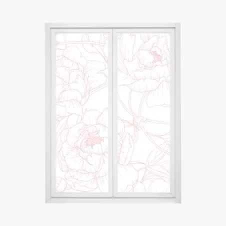 Sticker pour vitres et fenêtres pivoines délicates aux contours roses – Wallnifity®