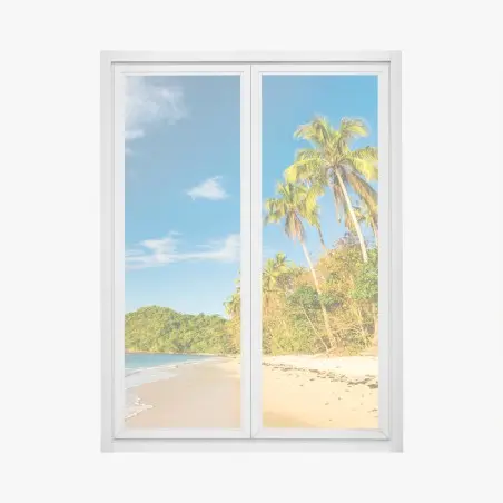 Sticker pour vitres et fenêtres paradis tropical au coucher de soleil doré – Wallnifity®