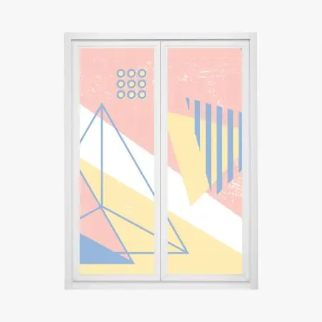 Sticker pour vitres et fenêtres composition géométrique rétro aux couleurs pastel – Wallnifity®
