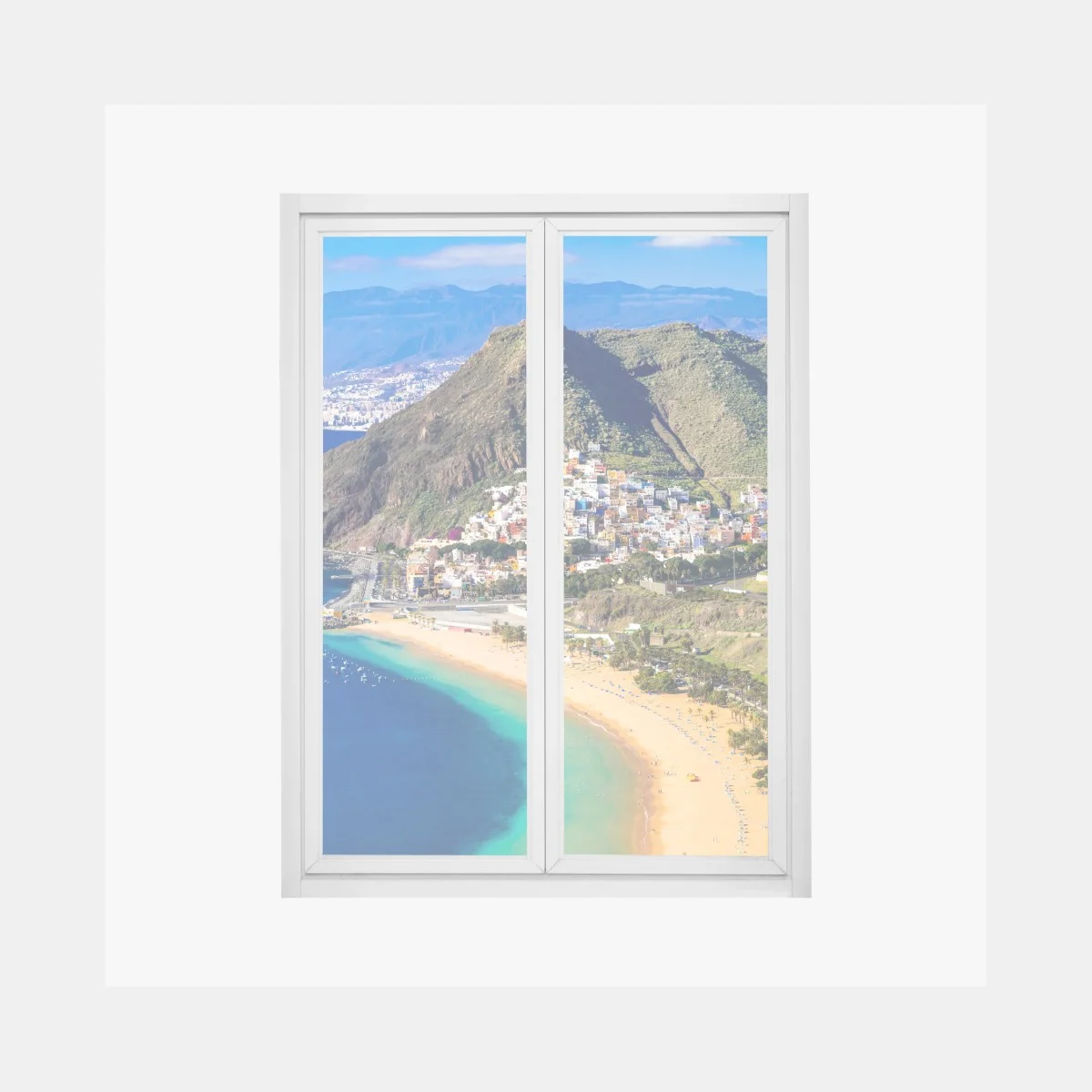 Sticker pour vitres et fenêtres plage dorée de Tenerife au pied des montagnes – Wallnifity® Sticker pour vitres et fenêtres plage dorée de Tenerife au pied des montagnes – Wallnifity®