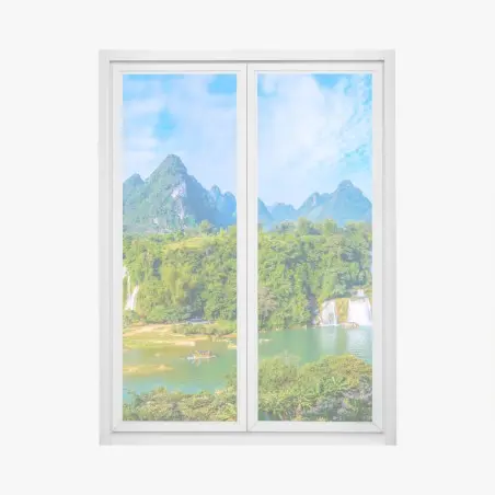 Sticker pour vitres et fenêtres cascade spectaculaire dans un paysage karstique – Wallnifity®