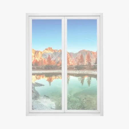 Sticker pour vitres et fenêtres reflets dorés au lac alpin – Wallnifity®