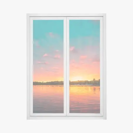 Sticker pour vitres et fenêtres ciel flamboyant au-dessus du lac – Wallnifity®