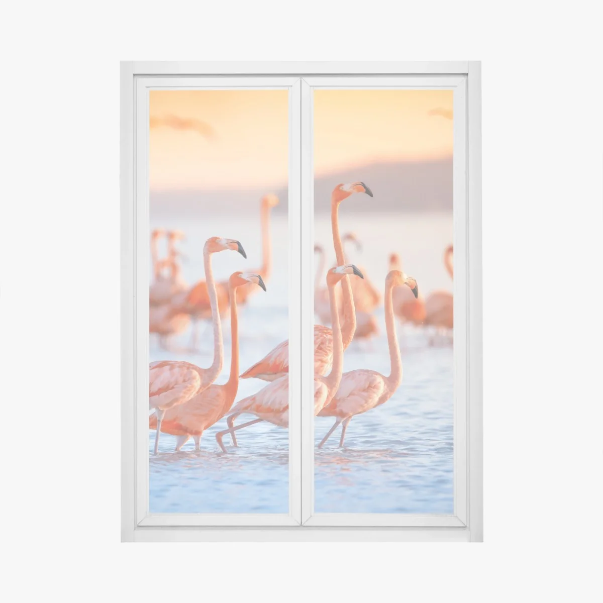 Sticker pour vitres et fenêtres élégance des flamants au crépuscule – Wallnifity® Sticker pour vitres et fenêtres élégance des flamants au crépuscule – Wallnifity®