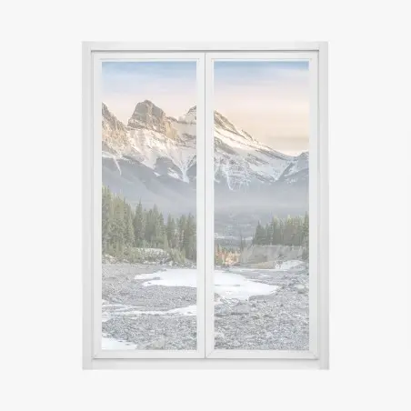 Sticker pour vitres et fenêtres crépuscule sur les sommets enneigés – Wallnifity®