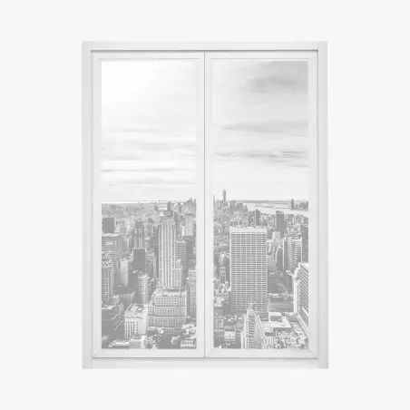 Sticker pour vitres et fenêtres panorama urbain de New York en noir et blanc – Wallnifity®