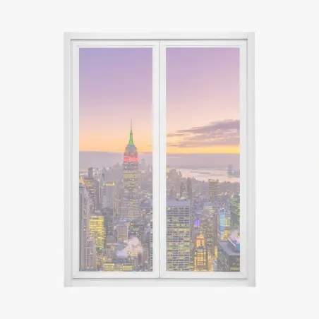 Sticker pour vitres et fenêtres horizon de New York au crépuscule – Wallnifity®
