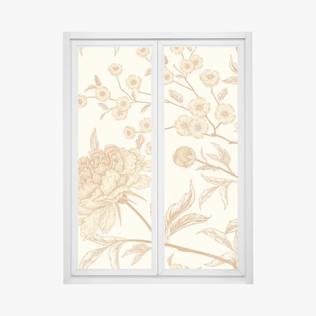 Sticker pour vitres et fenêtres motif floral vintage aux pivoines et branches – Wallnifity® Sticker pour vitres et fenêtres motif floral vintage aux pivoines et branches – Wallnifity®