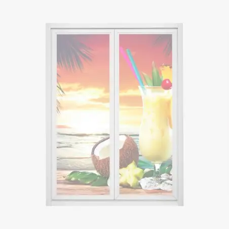 Sticker pour vitres et fenêtres cocktail tropical au coucher de soleil – Wallnifity®