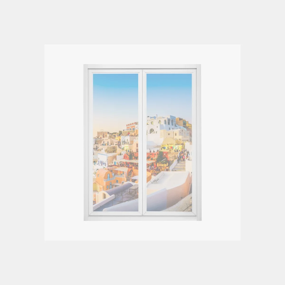 Sticker pour vitres et fenêtres panorama coloré de Santorin au coucher de soleil – Wallnifity® Sticker pour vitres et fenêtres panorama coloré de Santorin au coucher de soleil – Wallnifity®