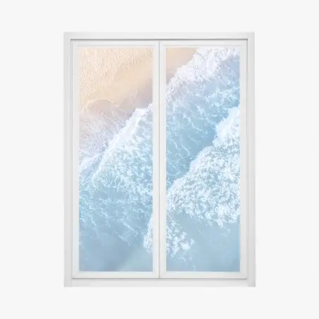 Sticker pour vitres et fenêtres plage et vagues vues du ciel – Wallnifity®