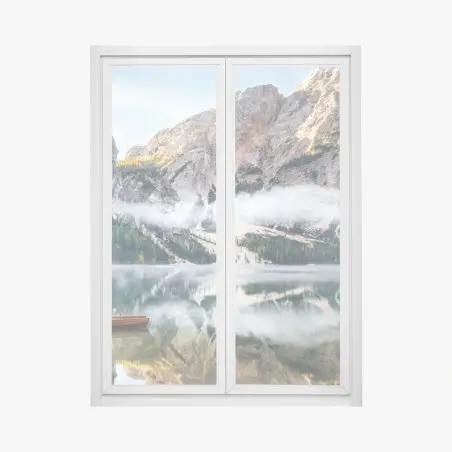 Sticker pour vitres et fenêtres reflets tranquilles sur un lac alpin – Wallnifity®