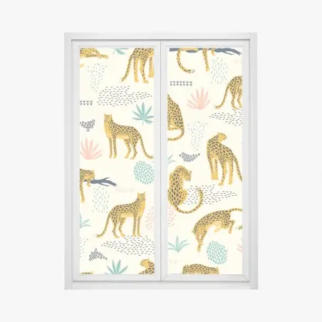 Sticker pour vitres et fenêtres motif guépards stylisés pour décor mural – Wallnifity®