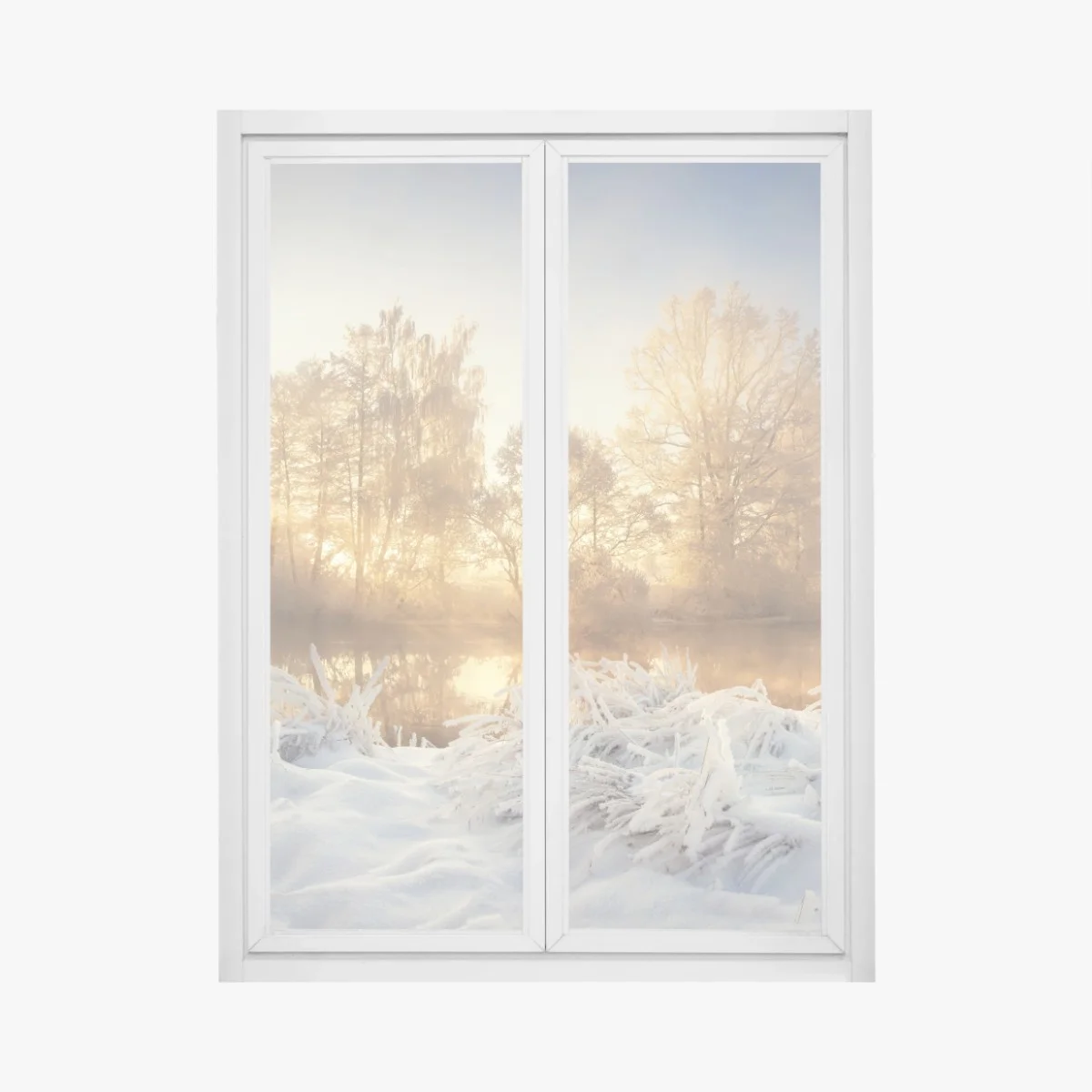 Sticker pour vitres et fenêtres aube dorée sur rivière gelée – Wallnifity® Sticker pour vitres et fenêtres aube dorée sur rivière gelée – Wallnifity®