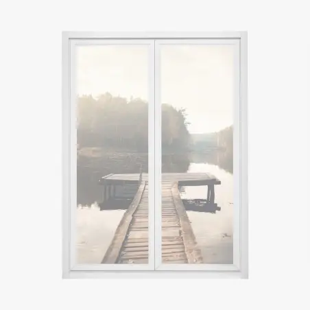 Sticker pour vitres et fenêtres brume d'automne sur le lac – Wallnifity®