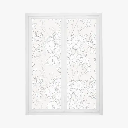 Sticker pour vitres et fenêtres motif floral délicat sur fond rose pâle – Wallnifity®