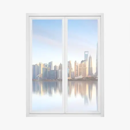 Sticker pour vitres et fenêtres horizon moderne de Shanghai au lever du soleil – Wallnifity®
