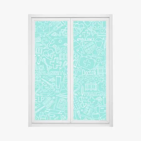 Sticker pour vitres et fenêtres motif médical gribouillis turquoise – Wallnifity®