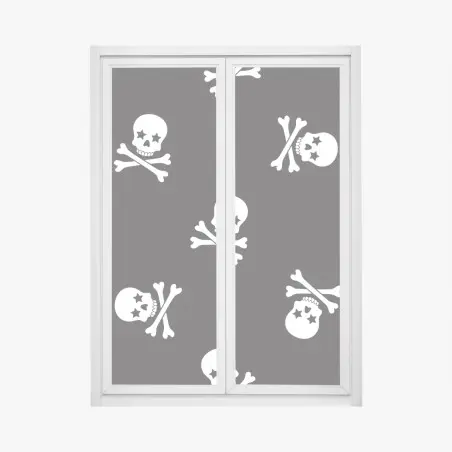Sticker pour vitres et fenêtres crânes étoilés sur fond noir – Wallnifity®