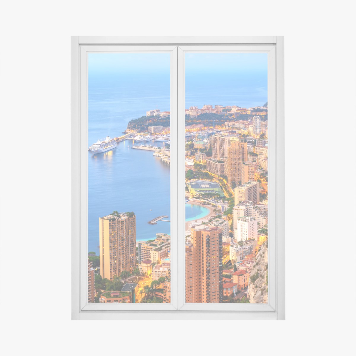 Sticker pour vitres et fenêtres panorama côtier de Monaco au coucher du soleil – Wallnifity®