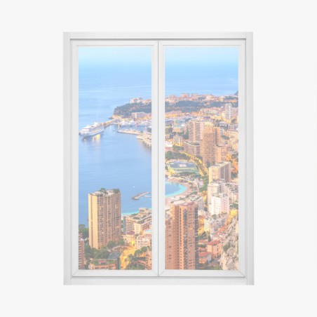 Sticker pour vitres et fenêtres panorama côtier de Monaco au coucher du soleil – Wallnifity®