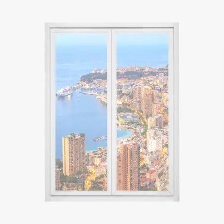 Sticker pour vitres et fenêtres panorama côtier de Monaco au coucher du soleil – Wallnifity®