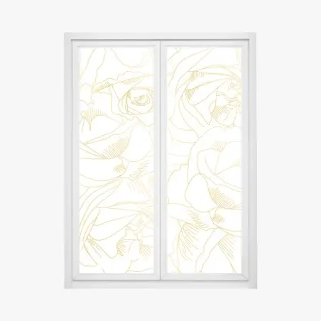 Sticker pour vitres et fenêtres roses dorées en motif au trait – Wallnifity®