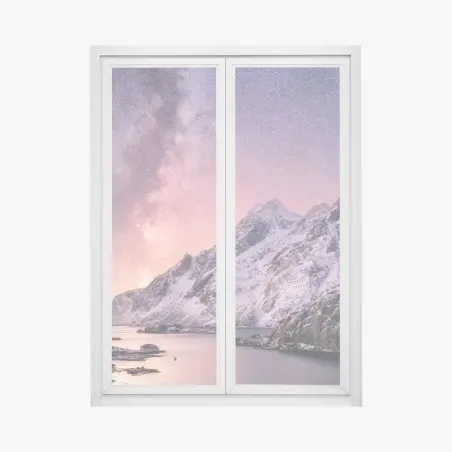 Sticker pour vitres et fenêtres voûte étoilée au-dessus des fjords de Norvège – Wallnifity®