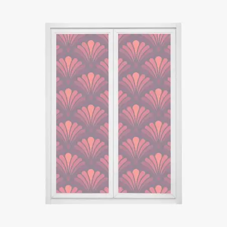 Sticker pour vitres et fenêtres élégant motif art déco corail et bordeaux – Wallnifity®