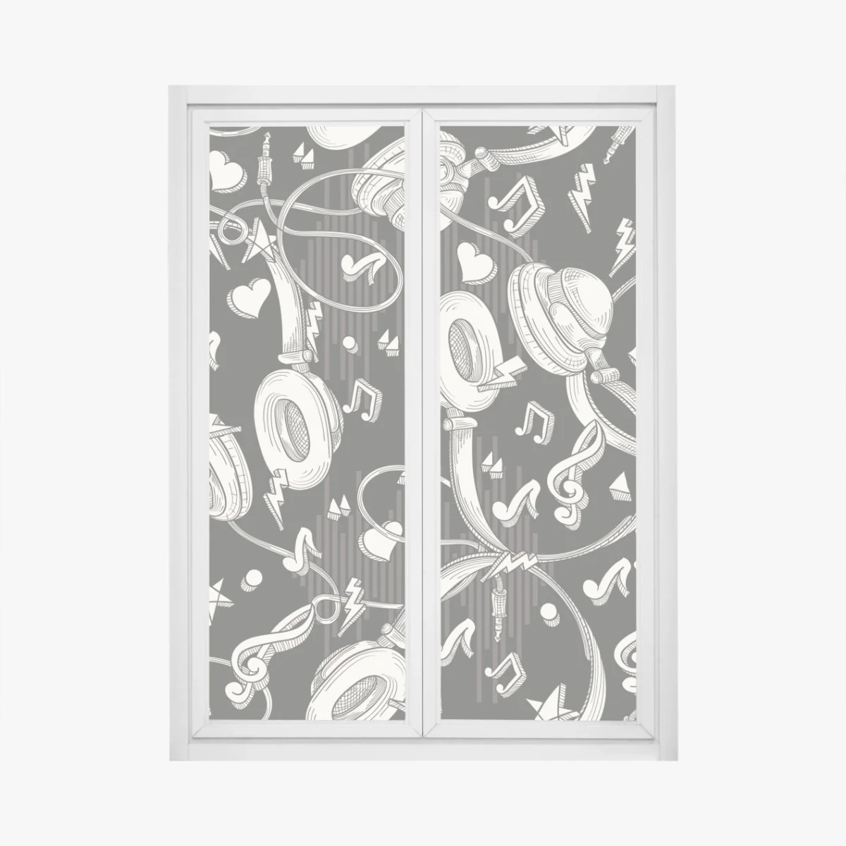 Sticker pour vitres et fenêtres motif casque audio et notes de musique en monochrome – Wallnifity® Sticker pour vitres et fenêtres motif casque audio et notes de musique en monochrome – Wallnifity®