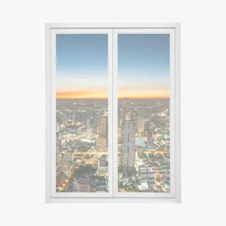 Sticker pour vitres et fenêtres skyline nocturne de Bangkok sur le Chao Phraya – Wallnifity®