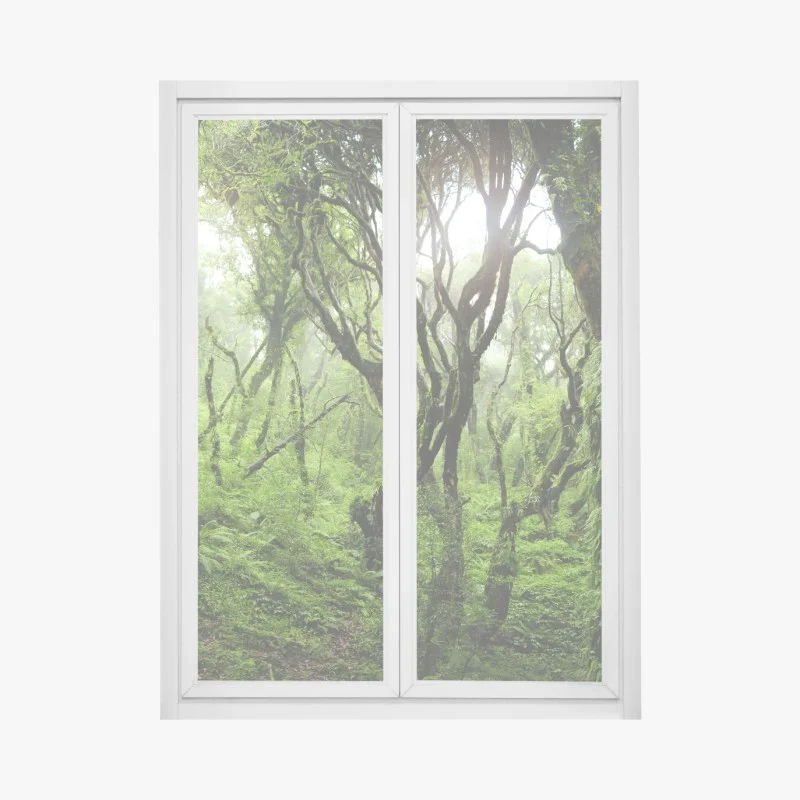 Sticker pour vitres et fenêtres forêt mystique recouverte de mousse – Wallnifity® Sticker pour vitres et fenêtres forêt mystique recouverte de mousse – Wallnifity®