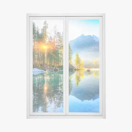 Sticker pour vitres et fenêtres lever de soleil automnal à Hintersee – Wallnifity®