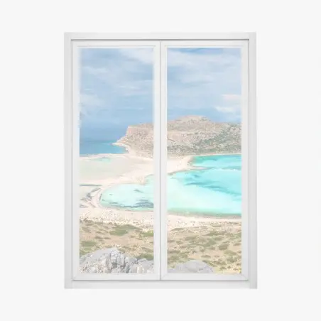 Sticker pour vitres et fenêtres panorama de la lagune de Balos et de l'île de Gramvousa, Crète – Wallnifity®