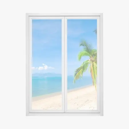 Sticker pour vitres et fenêtres plage tropicale paisible avec palmiers – Wallnifity®