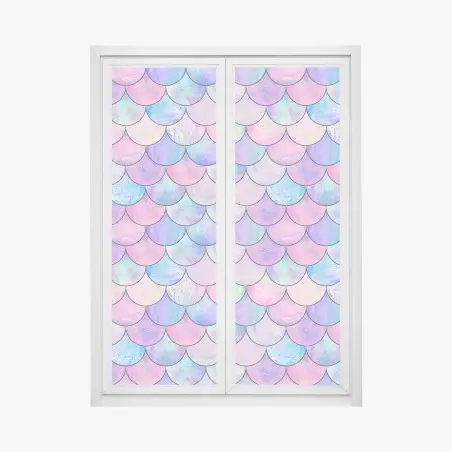 Sticker pour vitres et fenêtres motif écailles de sirène irisé pastel – Wallnifity®
