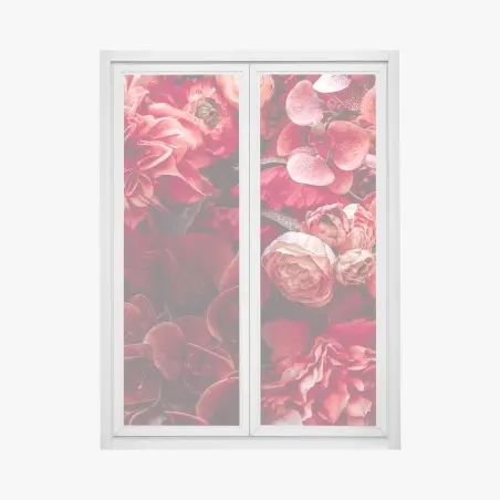 Sticker pour vitres et fenêtres composition florale rouge et texturée – Wallnifity®