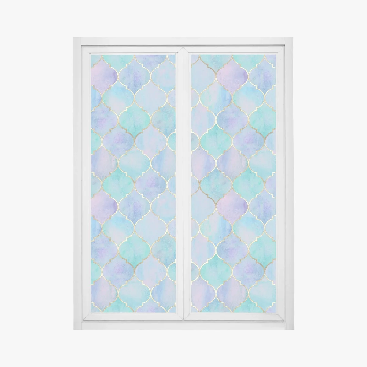 Sticker pour vitres et fenêtres motif arabesque aquarelle bleu et or – Wallnifity® Sticker pour vitres et fenêtres motif arabesque aquarelle bleu et or – Wallnifity®
