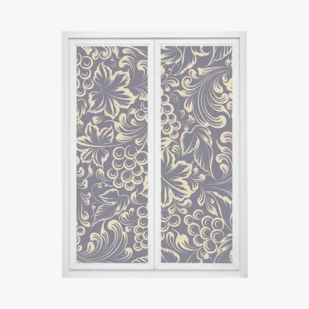 Sticker pour vitres et fenêtres motif baroque de vigne et raisins dorés – Wallnifity®