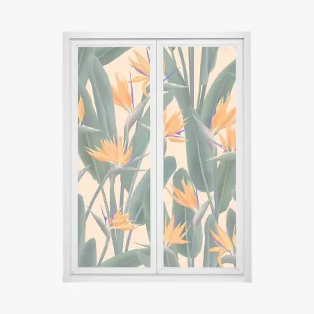 Sticker pour vitres et fenêtres motif tropical bohème fleur de paradis – Wallnifity®
