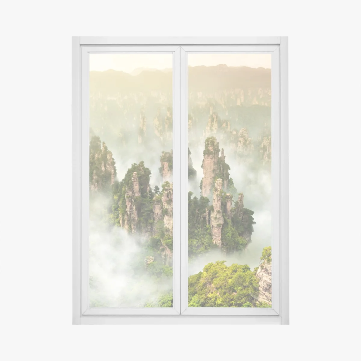 Sticker pour vitres et fenêtres paysage brumeux des piliers de Zhangjiajie, Hunan – Wallnifity® Sticker pour vitres et fenêtres paysage brumeux des piliers de Zhangjiajie, Hunan – Wallnifity®