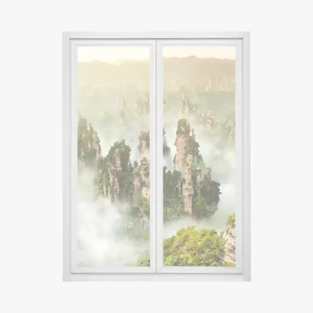 Sticker pour vitres et fenêtres paysage brumeux des piliers de Zhangjiajie, Hunan – Wallnifity®