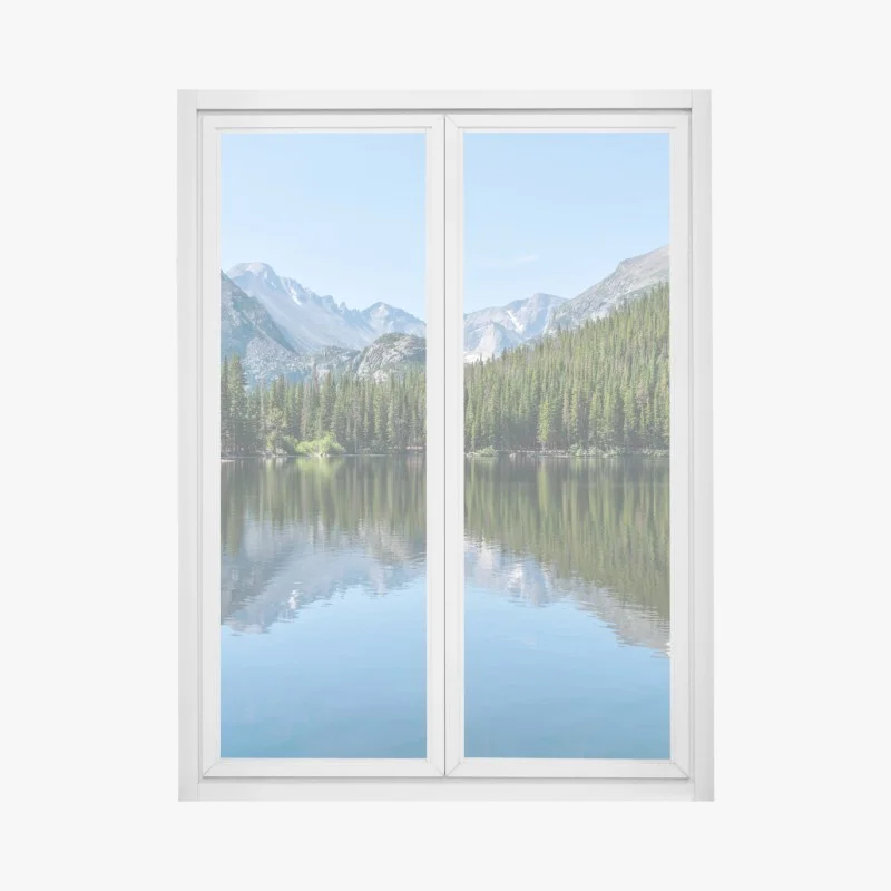 Sticker pour vitres et fenêtres paysage de lac montagneux au reflet cristallin – Wallnifity® Sticker pour vitres et fenêtres paysage de lac montagneux au reflet cristallin – Wallnifity®