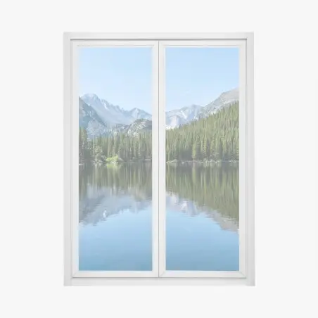 Sticker pour vitres et fenêtres paysage de lac montagneux au reflet cristallin – Wallnifity®