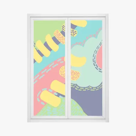Sticker pour vitres et fenêtres abstraction organique aux couleurs vives – Wallnifity®