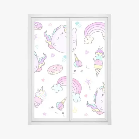 Sticker pour vitres et fenêtres douceur licorne pastel pour chambre d'enfant – Wallnifity®