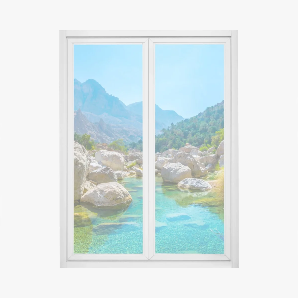Sticker pour vitres et fenêtres oasis de montagne aux eaux turquoises – Wallnifity® Sticker pour vitres et fenêtres oasis de montagne aux eaux turquoises – Wallnifity®